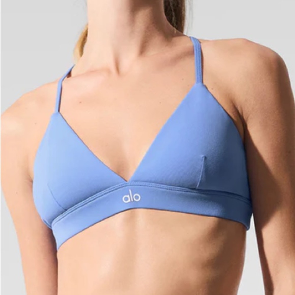 NWT ALO YOGA Splendor Bra Crystal Clear Blue White